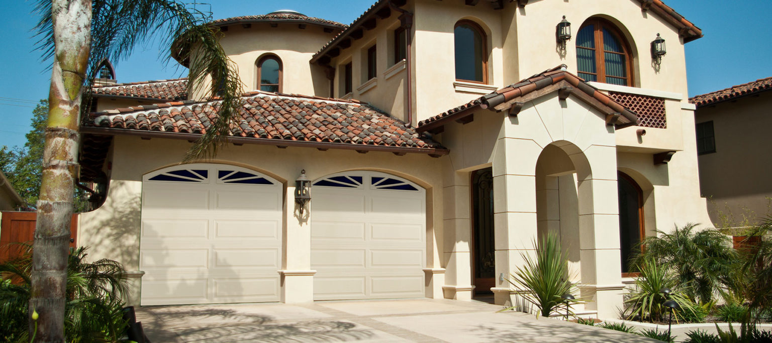 DoorLink 490/491 raised ranch panel garage door in almond